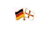 Photo of pin depicting German and Guernsey flags